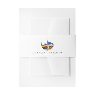 Watercolor Nashville Skyline Wedding  Invitation Belly Band