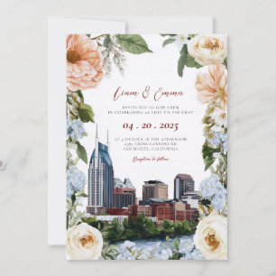 Watercolor Nashville Tennessee Skyline  Wedding Invitation