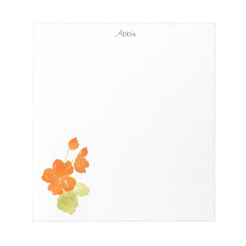 Watercolor Nasturtiums  Notepad