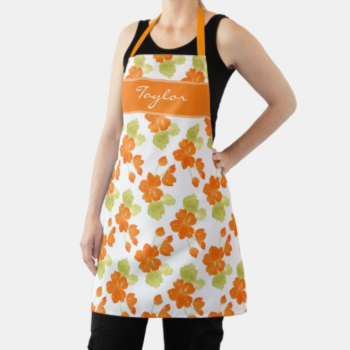 Watercolor Nasturtiums Pattern  Apron