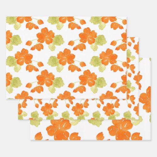 Watercolor Nasturtiums Pattern  Wrapping Paper Sheets