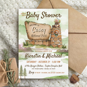 Watercolor National Park Cute Woodland Baby Shower Invitation