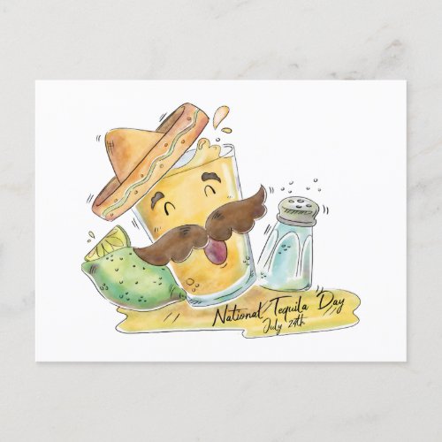 Watercolor National Tequila Day Postcard