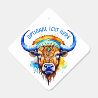 Watercolor Native American Bison Indian Headdress Metal Sign