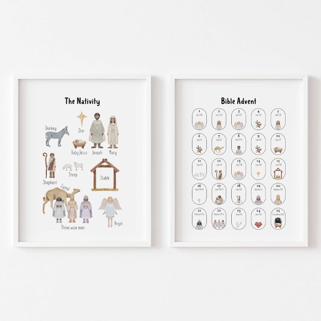 Watercolor nativity advent calendar wall art sets (Creator Uploaded)