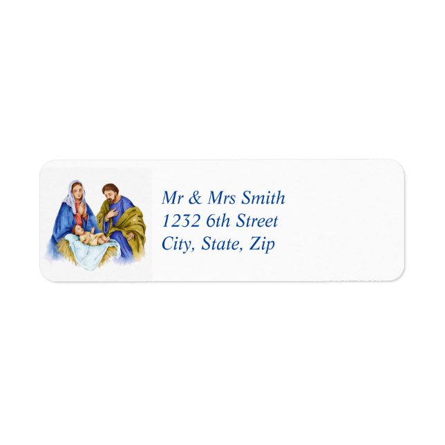 Watercolor Nativity Christian Christmas Custom Label (Front)