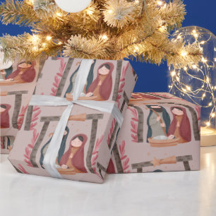Watercolor Nativity Christian Jesus Christmas Wrapping Paper