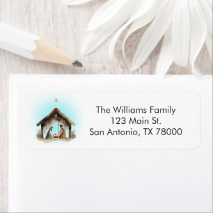 Watercolor Nativity Christmas Address Label