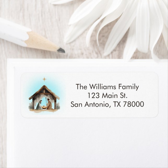 Watercolor Nativity Christmas Address Label (Insitu)