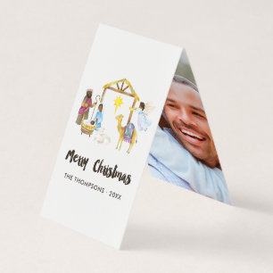 Watercolor Nativity Christmas Photo