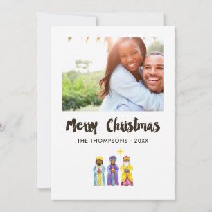 Watercolor Nativity Christmas Photo Card