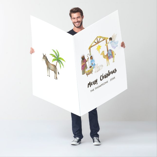 Watercolor Nativity Christmas Photo Card (In Situ)