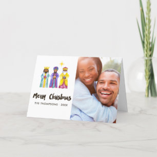 Watercolor Nativity Christmas Photo Holiday Card