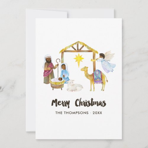 Watercolor Nativity Christmas Photo Holiday Card