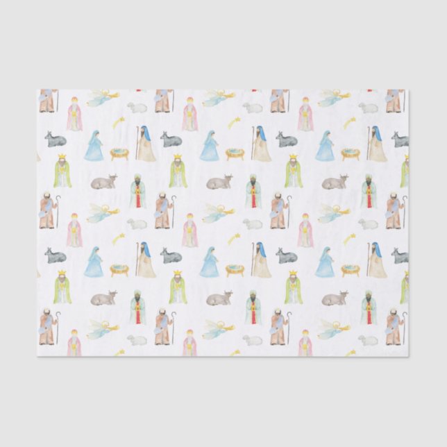 Watercolor Nativity Christmas Tissue Paper (Front)