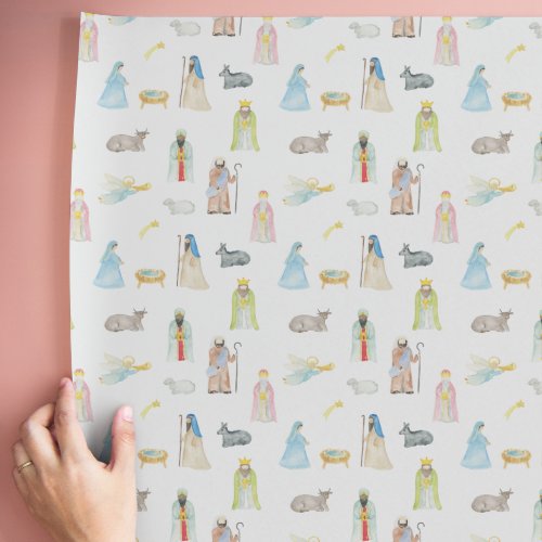 Watercolor Nativity Christmas Wrapping Paper