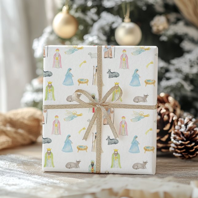 Watercolor Nativity Christmas Wrapping Paper Sheets (Creator Uploaded)