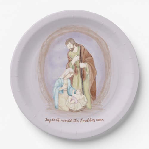 Watercolor nativity custom holiday   paper plates