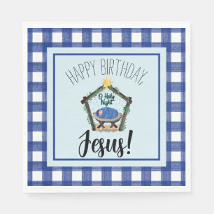 Watercolor Nativity Happy Birthday Jesus Napkins
