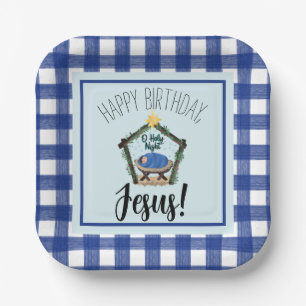 Watercolor Nativity Happy Birthday Jesus Paper Pl Plates