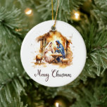 Watercolor Nativity Merry Christmas Ceramic Ornament<br><div class="desc">Watercolor Nativity Merry Christmas</div>