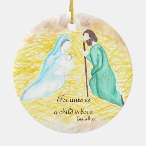 Watercolor Nativity Ornament