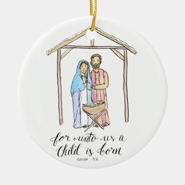 Watercolor Nativity Ornament (Front)