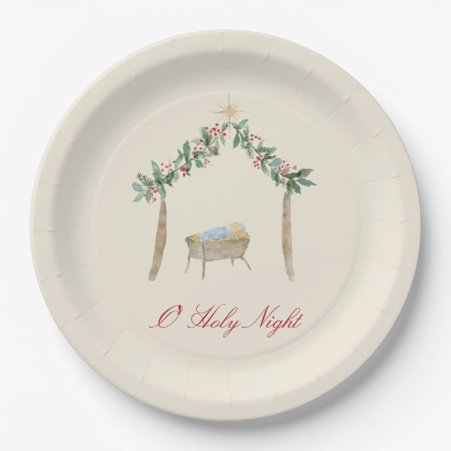 Watercolor Nativity  Paper Plates (Front)