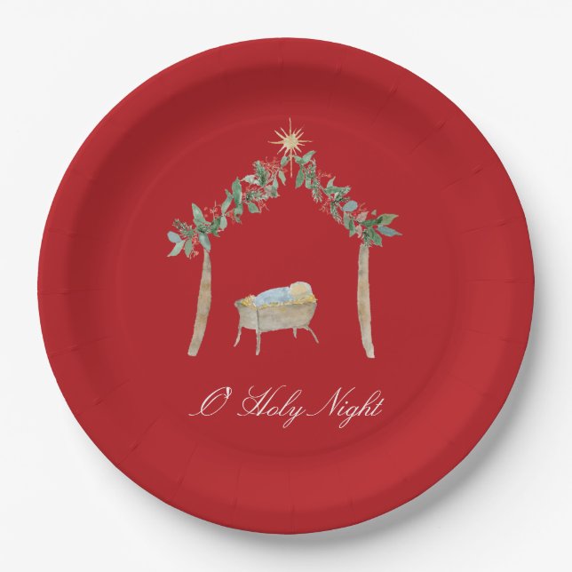 Watercolor Nativity  Paper Plates (Front)