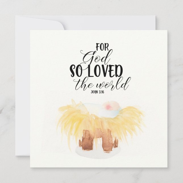 Watercolor Nativity Religious Greeting Card (Front)