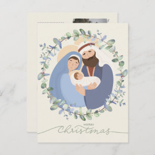 Watercolor Nativity Scene Baby Jesus in the Manger Holiday Postcard
