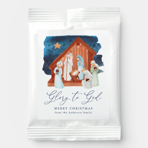 Watercolor Nativity Scene Glory to God Hot Chocolate Drink Mix