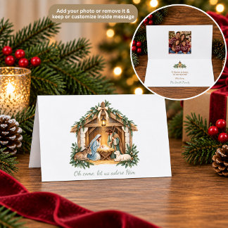 Watercolor Nativity Scene Religious Christmas Card