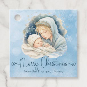 Watercolor Nativity Scene Religious Christmas Favor Tags