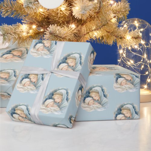 Watercolor Nativity Scene Religious Christmas Wrapping Paper