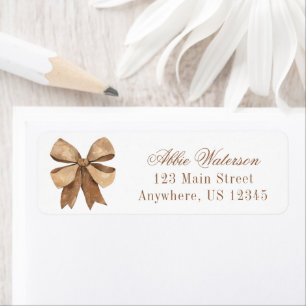Watercolor Natural Burlap Bow Return Address Label