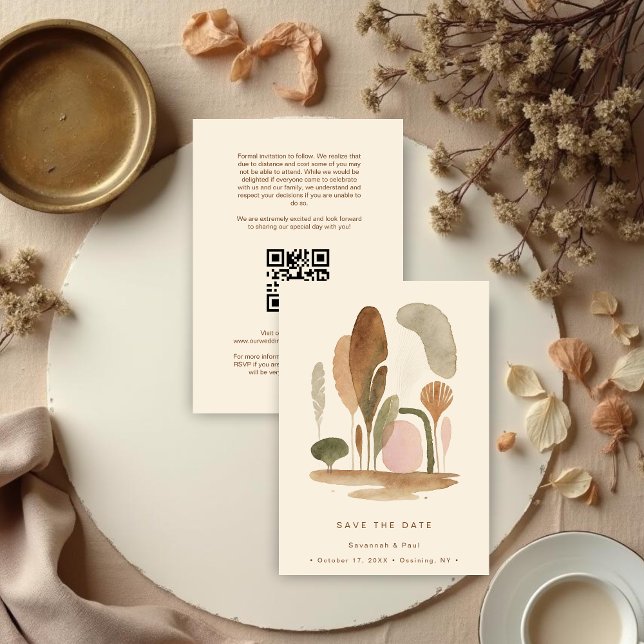 Watercolor Natural Harmonious Organic Shapes Save The Date (Watercolor Effect Natural Harmonious Organic Shapes Wedding Save the Date Cards)