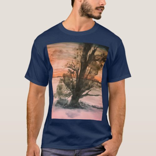 Watercolor Natural Sunset Landscape T_Shirt