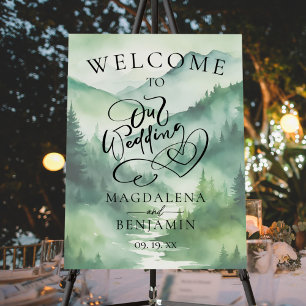 Watercolor Nature Calligraphy Wedding Welcome Foam Board