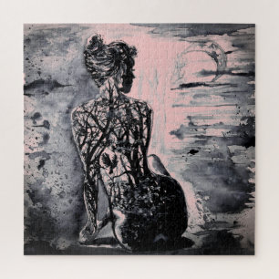 Watercolor - Nature Lady - Customizable - Art Jigsaw Puzzle