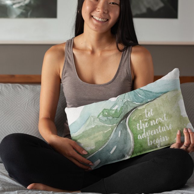 Watercolor Nature Let's The Next Adventure Begin Accent Pillow (Creator Uploaded)