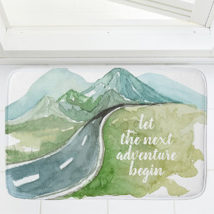 Watercolor Nature Let's The Next Adventure Begin Bath Mat