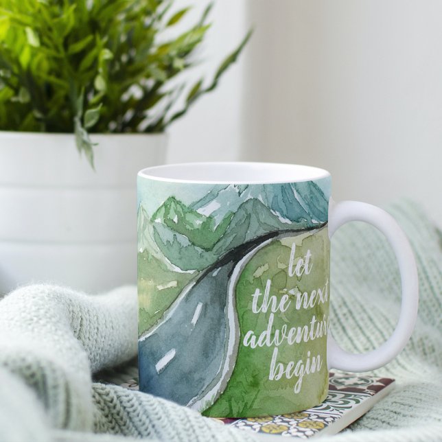 Watercolor Nature Let's The Next Adventure Begin Coffee Mug (Creator Uploaded)