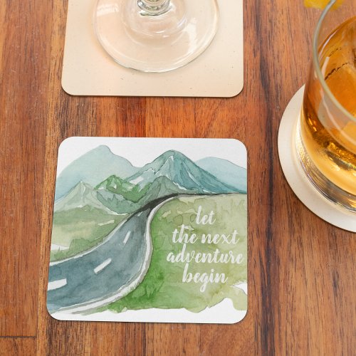 Watercolor Nature Lets The Next Adventure Begin G Square Paper Coaster