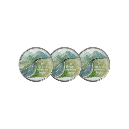 Watercolor Nature Lets The Next Adventure Begin Golf Ball Marker