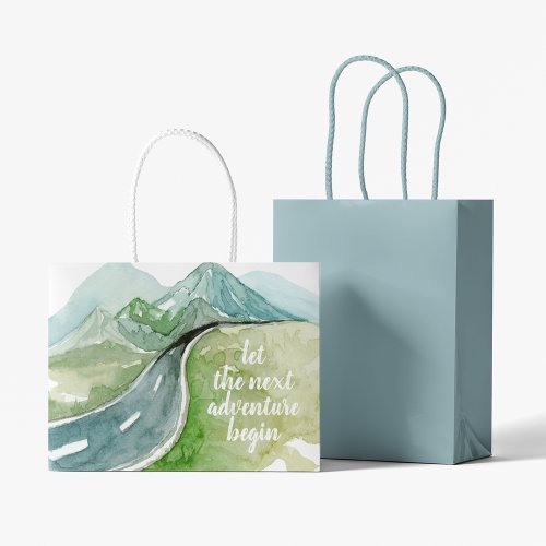 Watercolor Nature Lets The Next Adventure Begin Large Gift Bag