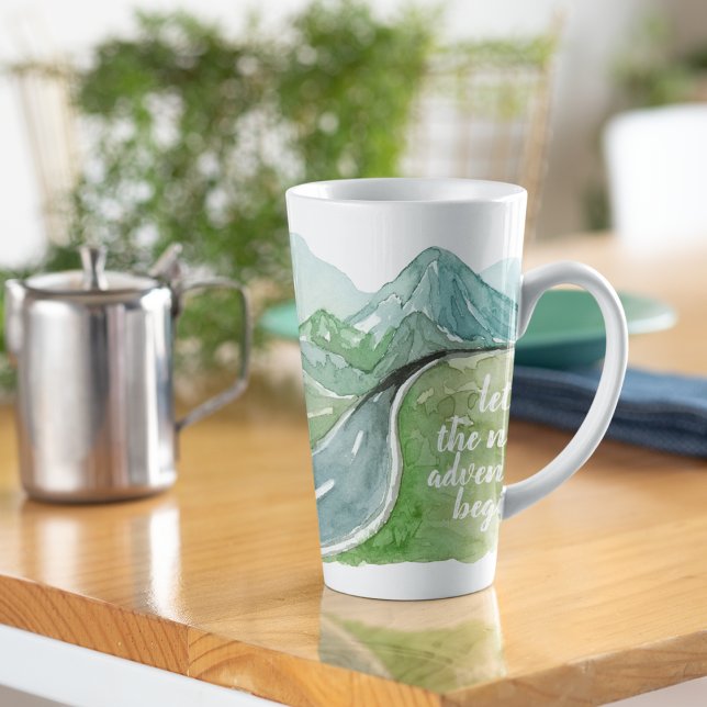Watercolor Nature Let's The Next Adventure Begin Latte Mug (Creator Uploaded)