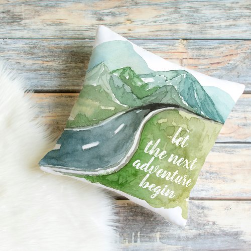 Watercolor Nature Lets The Next Adventure Begin Outdoor Pillow