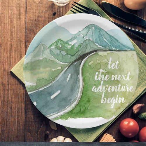 Watercolor Nature Lets The Next Adventure Begin Paper Plates