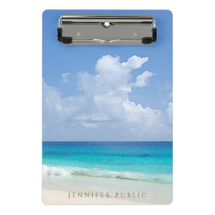 Watercolor Nature Seascape Waves Elegant Template Mini Clipboard